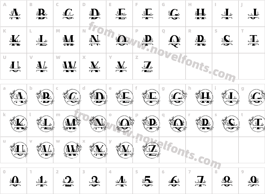 SUNFLOWER MONOGRAMCharacter Map