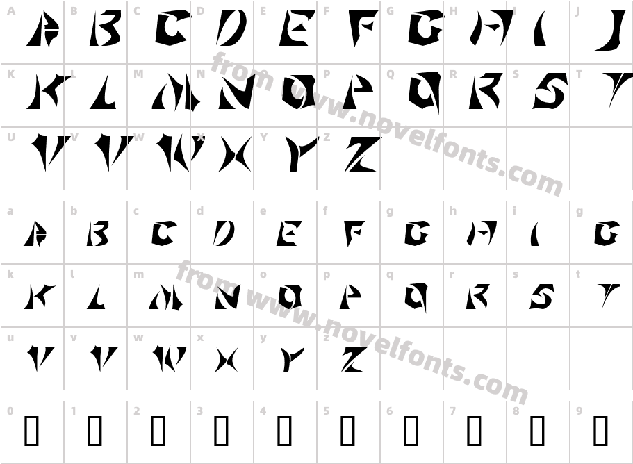 Sabertooth RegularSWFTECharacter Map