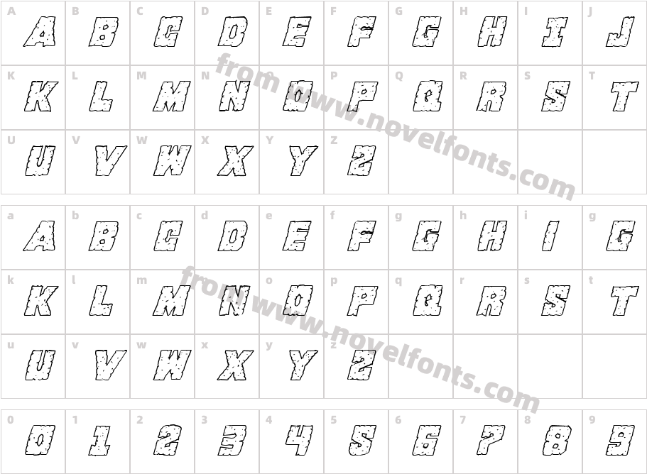 King Commando Shadow ItalicCharacter Map