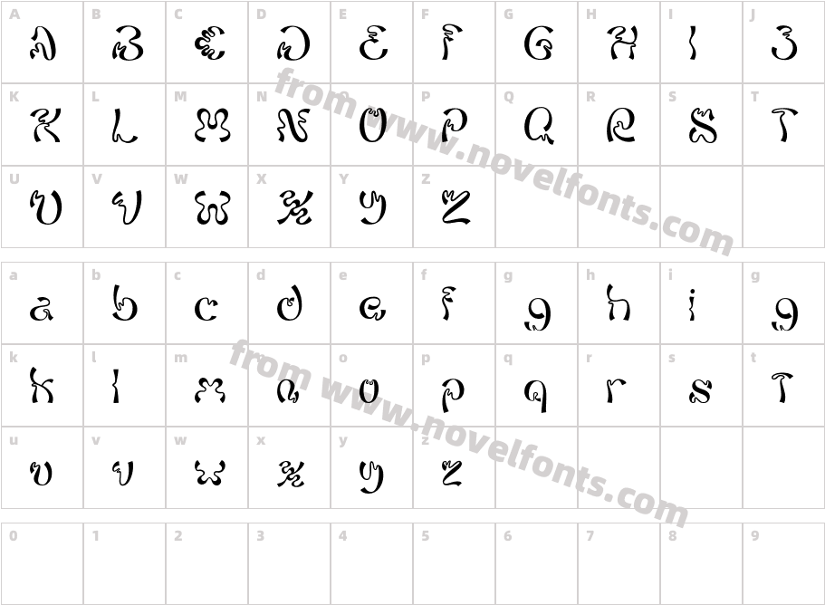 Sagira RegularCharacter Map