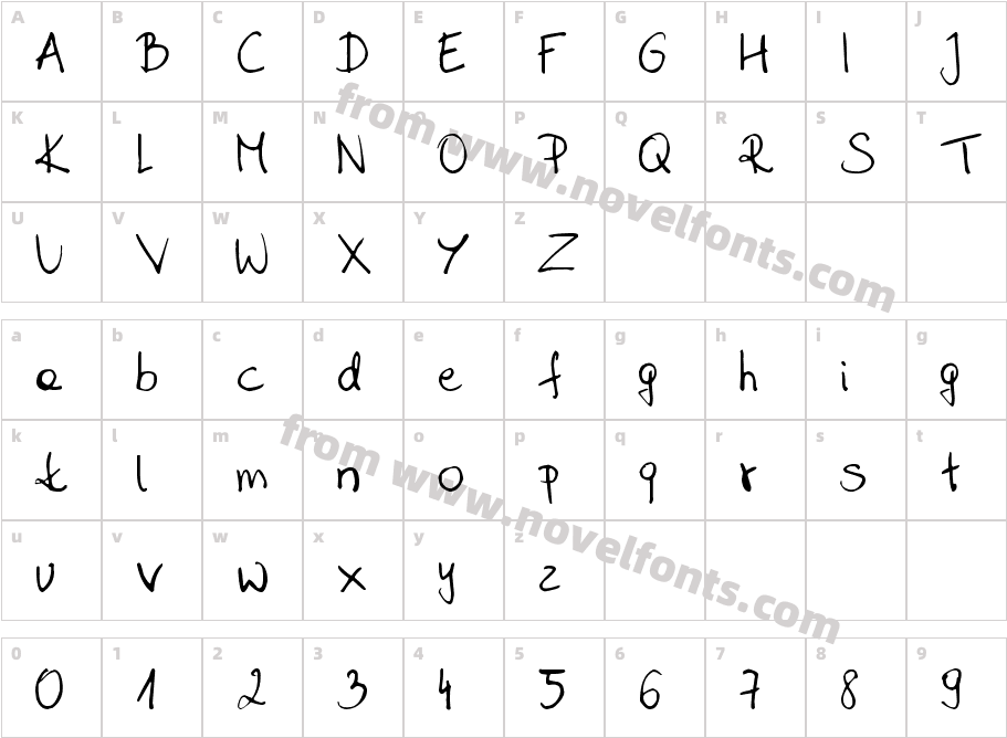 Sahara HandwritingCharacter Map
