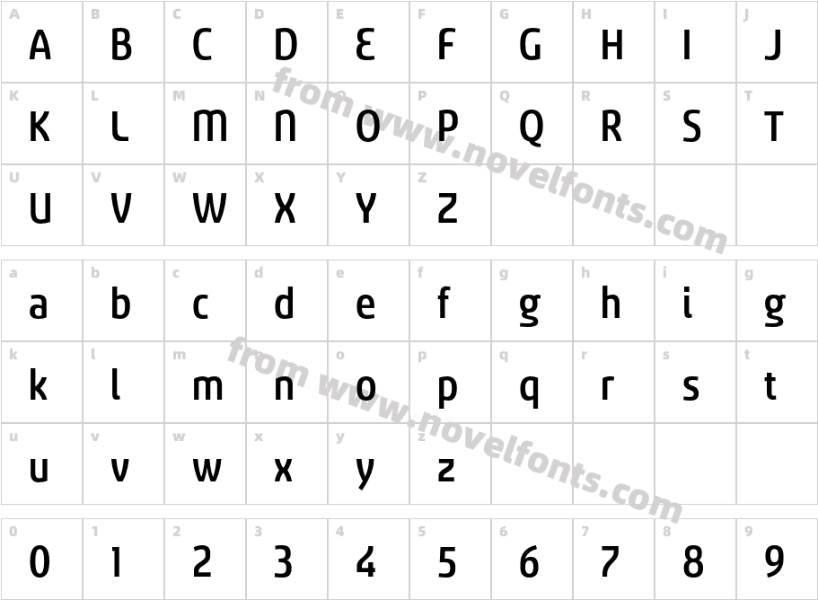 Sancoale Narrow MediumCharacter Map