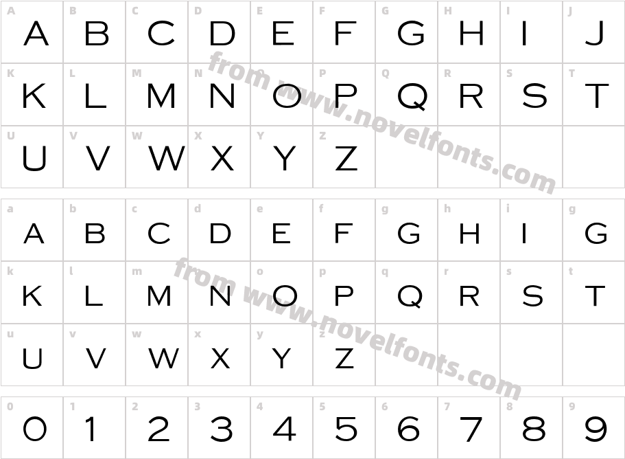 Sans Copperplate GothicCharacter Map