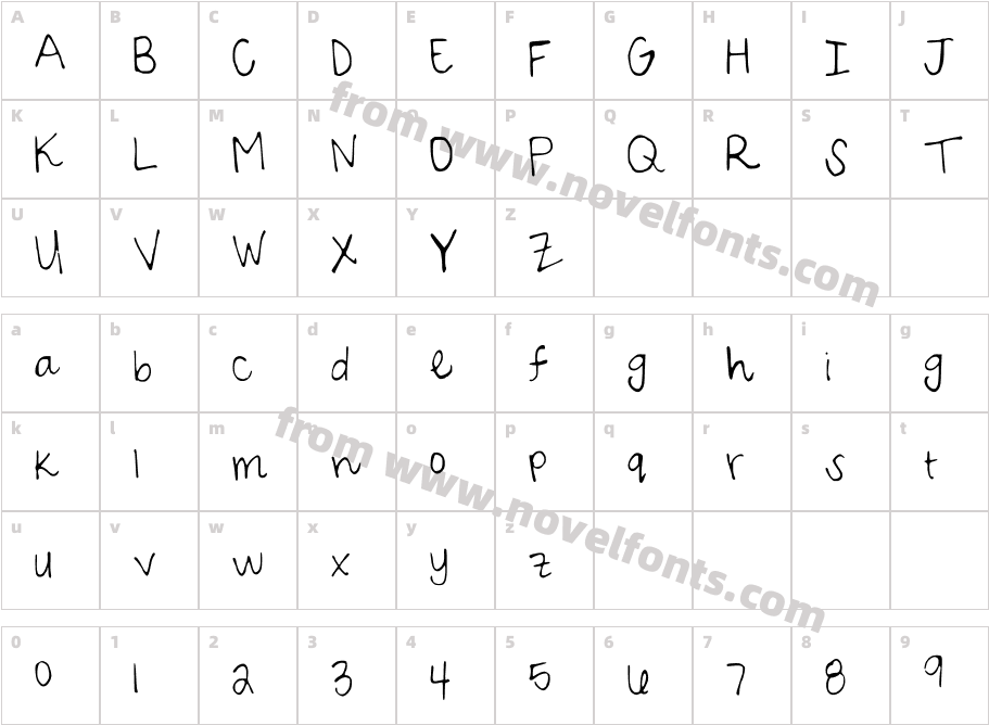 Sarah ScriptCharacter Map