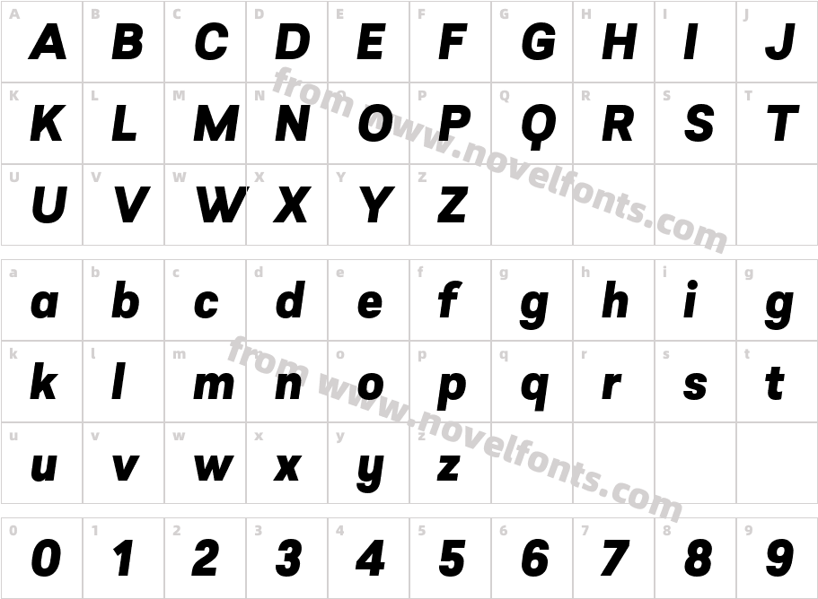 Sarine Black ItalicCharacter Map