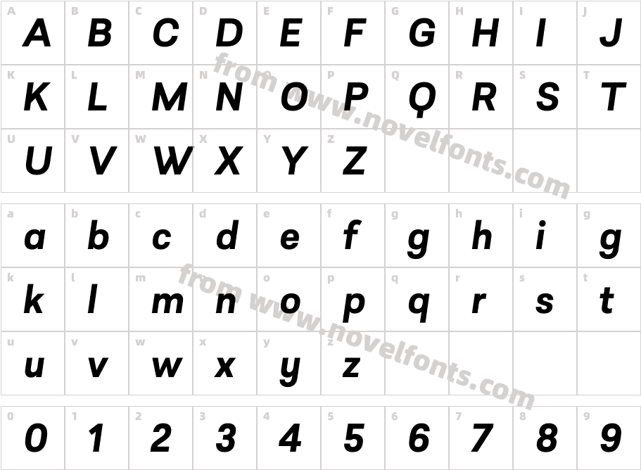 Sarine Bold ItalicCharacter Map