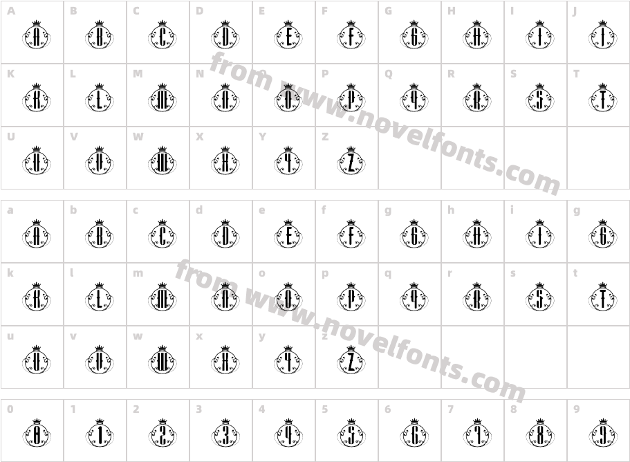 KingMonogramRegularCharacter Map