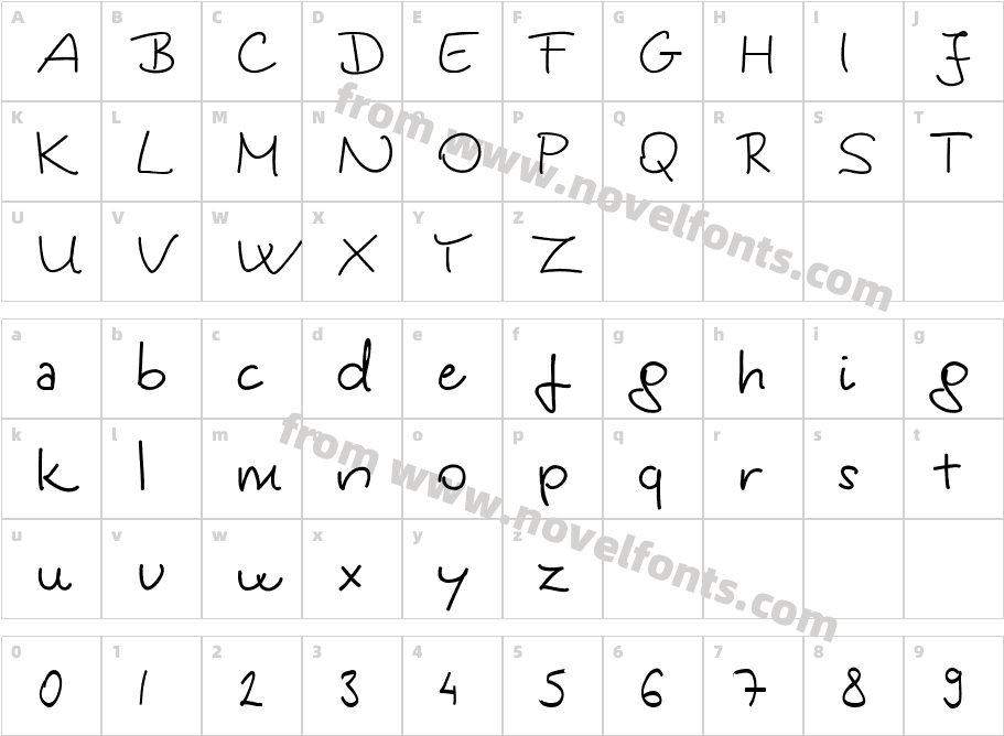 KingashandwritingCharacter Map