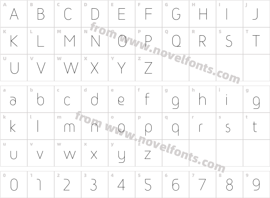 Sary Soft ThinCharacter Map