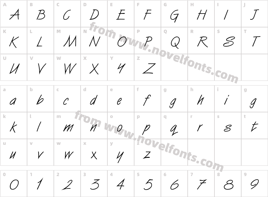 Sassy Script RegularCharacter Map