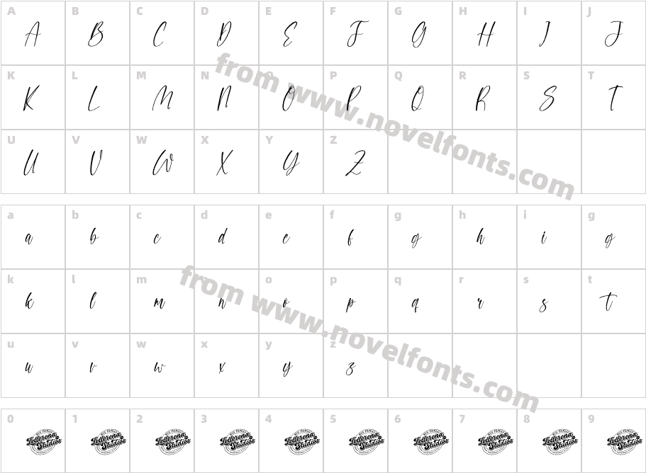 Satherly DEMO VERSION ItalicCharacter Map