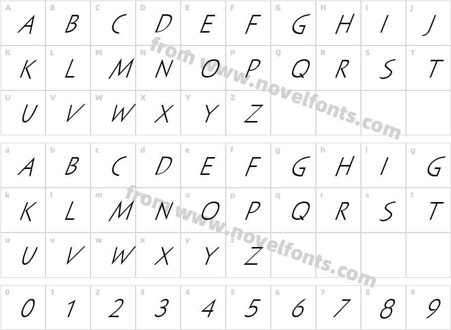 Sayer Spiritual MN ItalicCharacter Map
