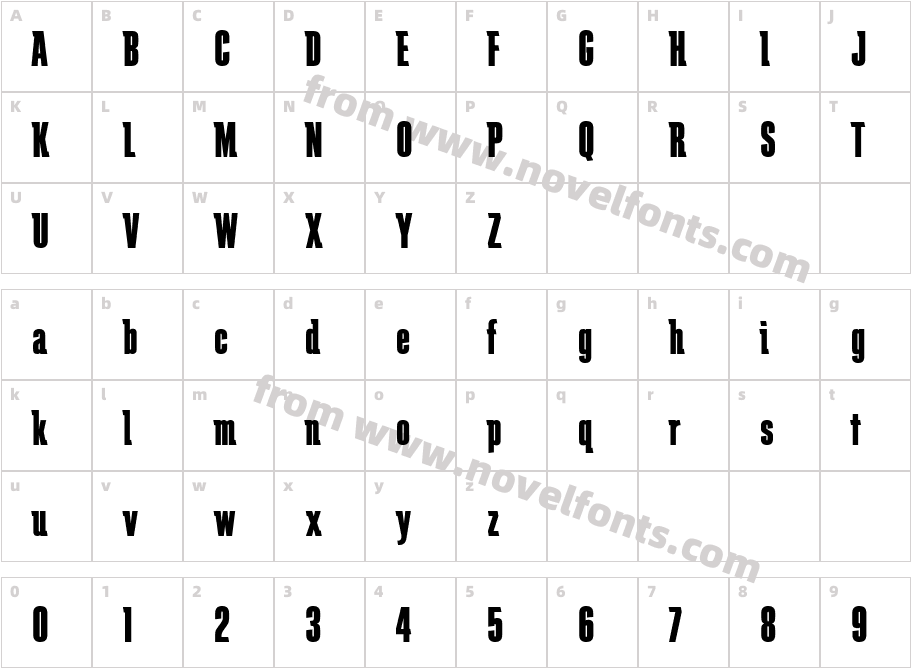 Schindler Extra BoldCharacter Map