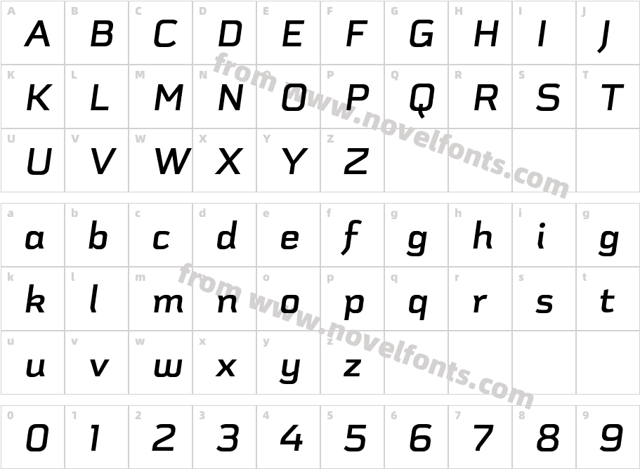 Schwager Sans Bold ItalicCharacter Map