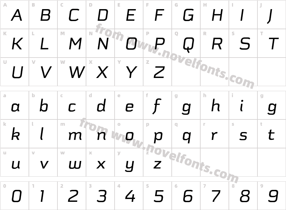 Schwager Sans Medium ItalicCharacter Map