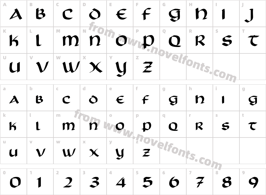 Scotford Uncial NormalCharacter Map