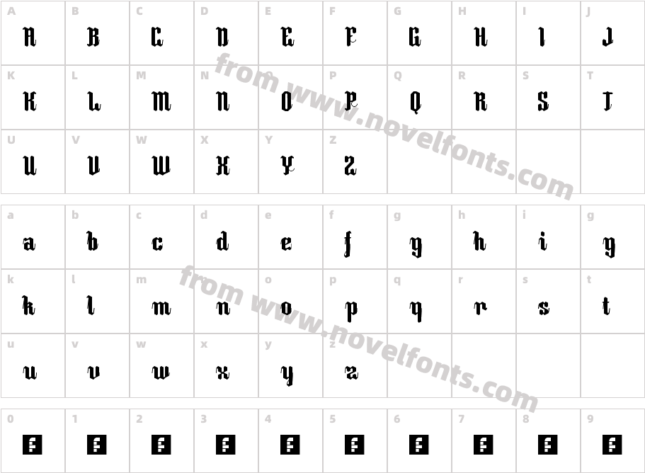 Scrambled Script RegularCharacter Map
