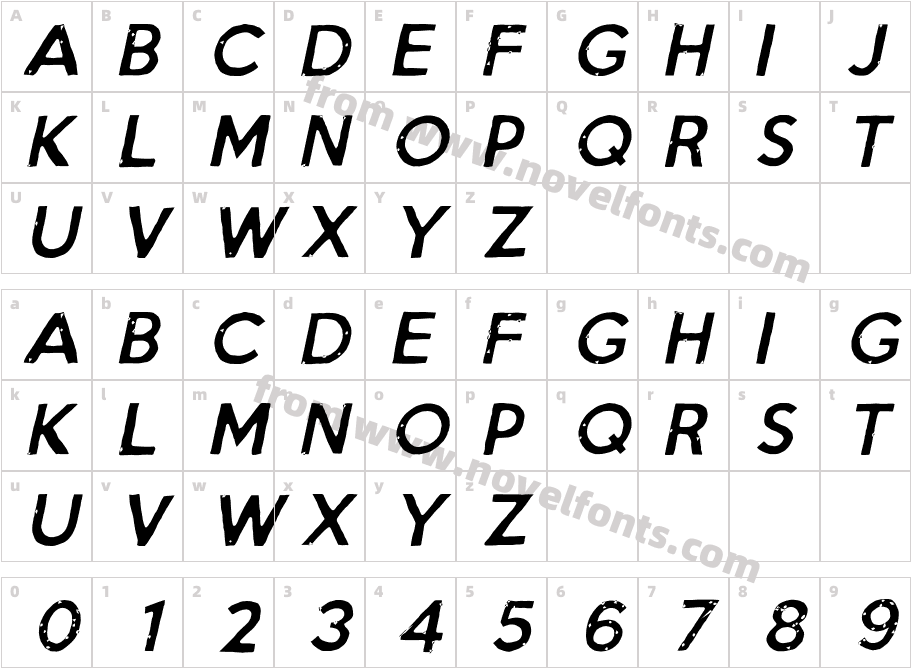 Script Calm Light CursiveCharacter Map