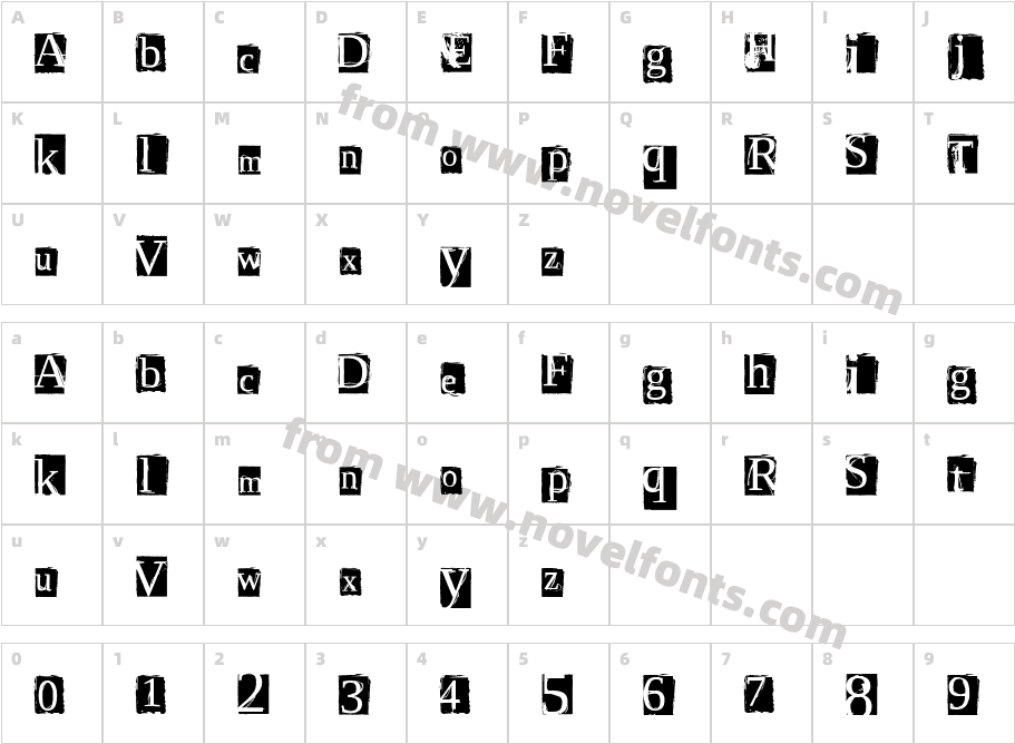 ScriptSERIFCharacter Map