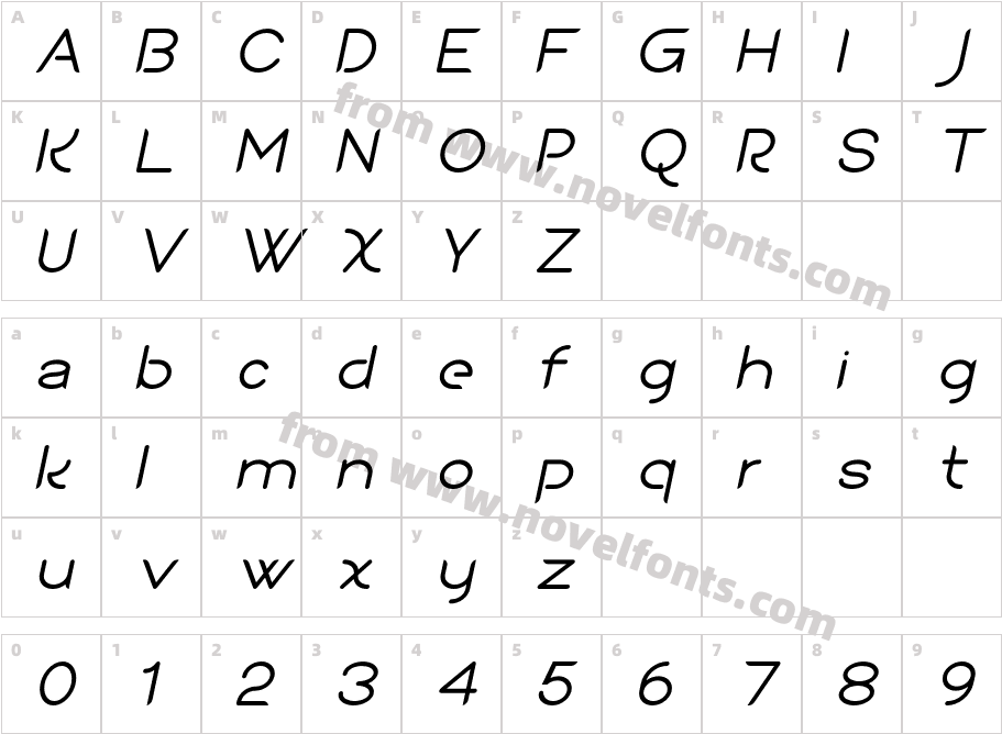 Sean Henrich ATF ItalicCharacter Map