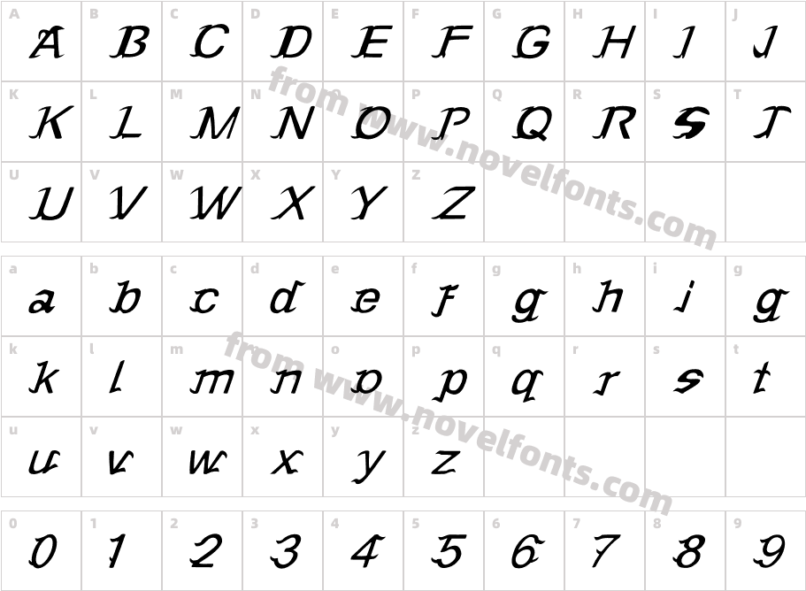 Seblade Black Italic 2Character Map