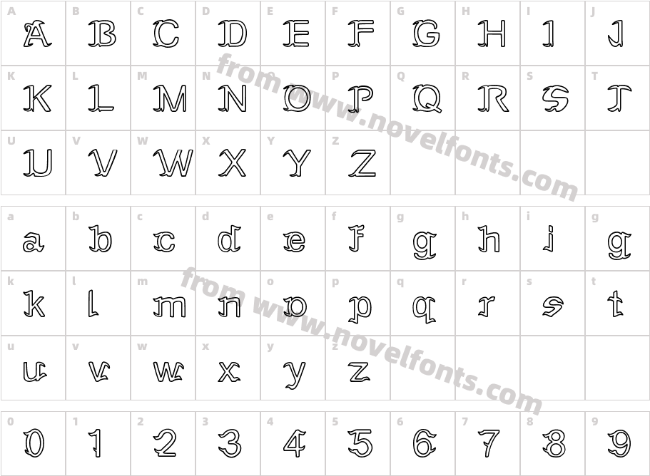 Seblade Black Outline 2RCharacter Map