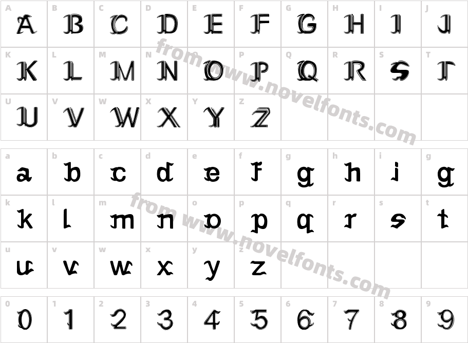 Seblade Black Regular 2RCharacter Map