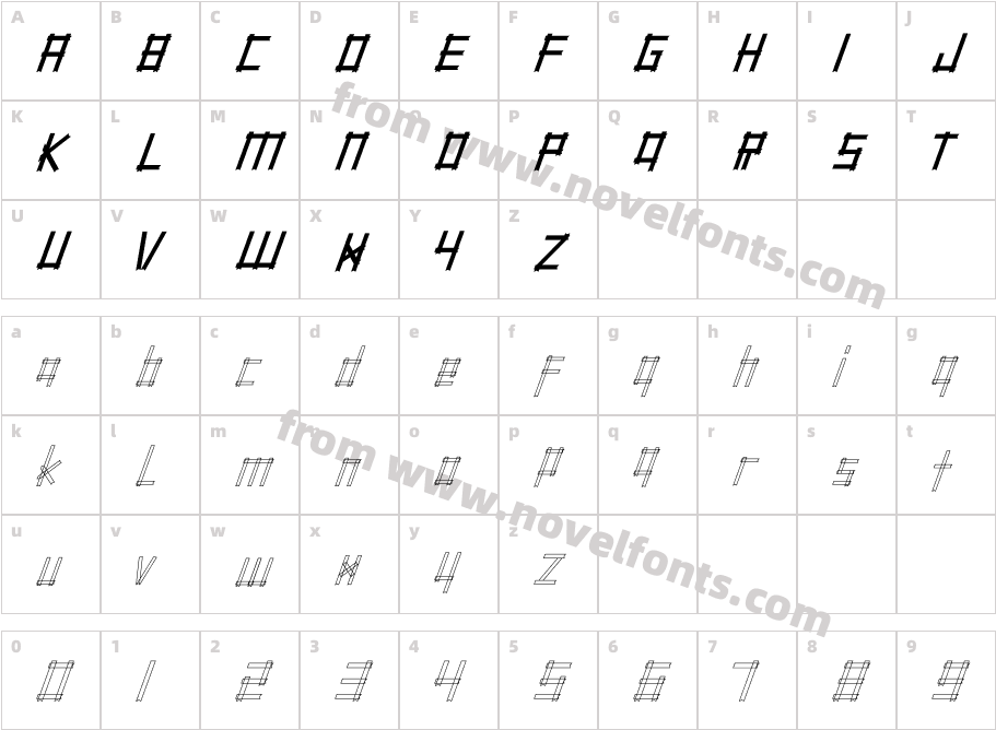 Serpadu Outline ItalicCharacter Map
