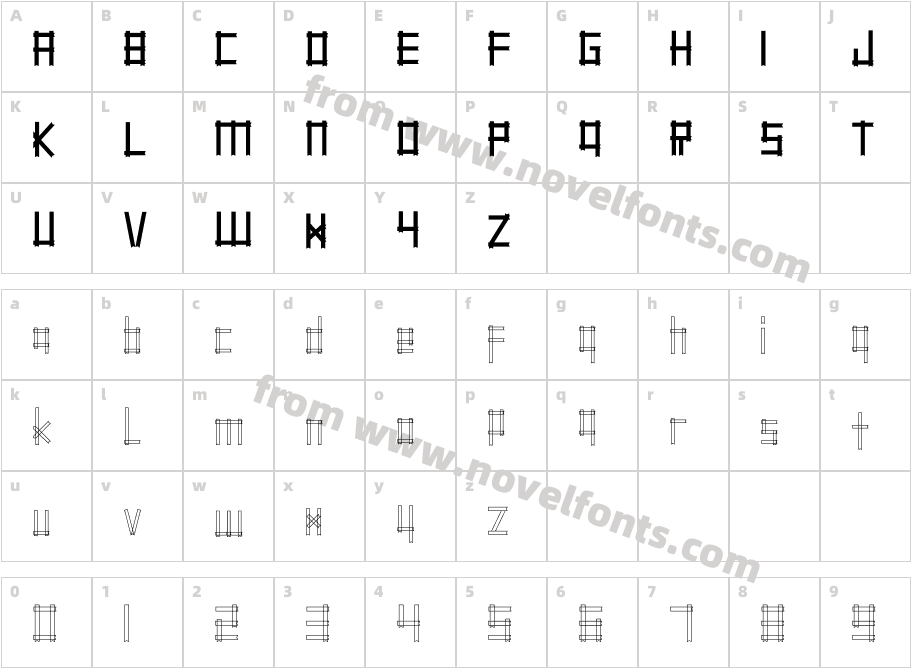 Serpadu OutlineCharacter Map
