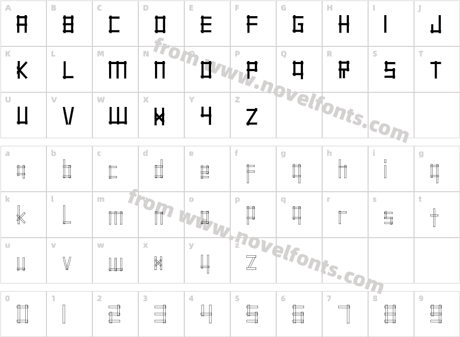 Serpadu OutlineCharacter Map