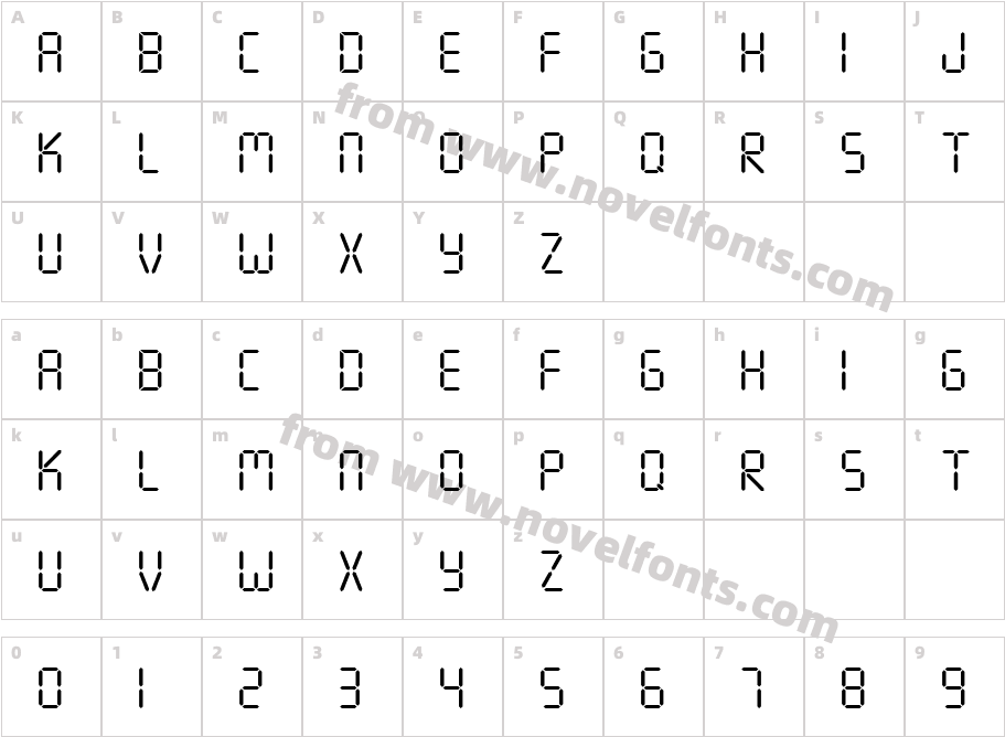 Seven Segment RegularCharacter Map