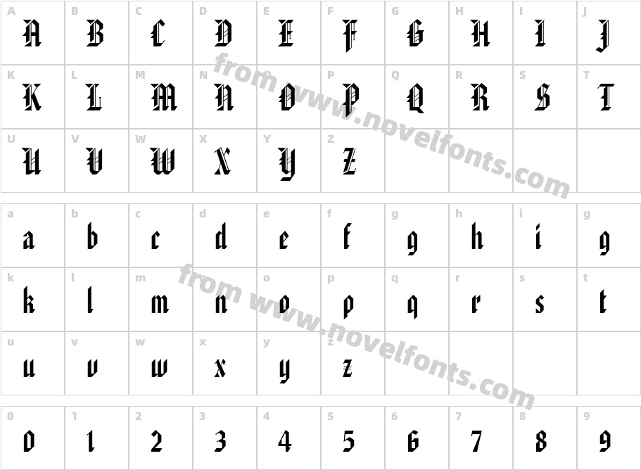 AmericanText BTCharacter Map