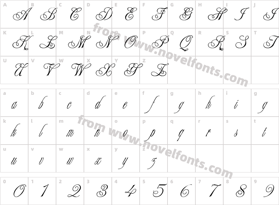 Shampanskoe scriptCharacter Map