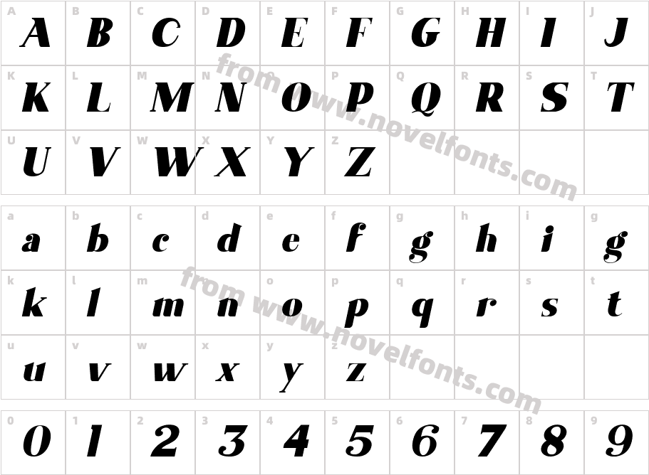 Shaqilla ItalicCharacter Map