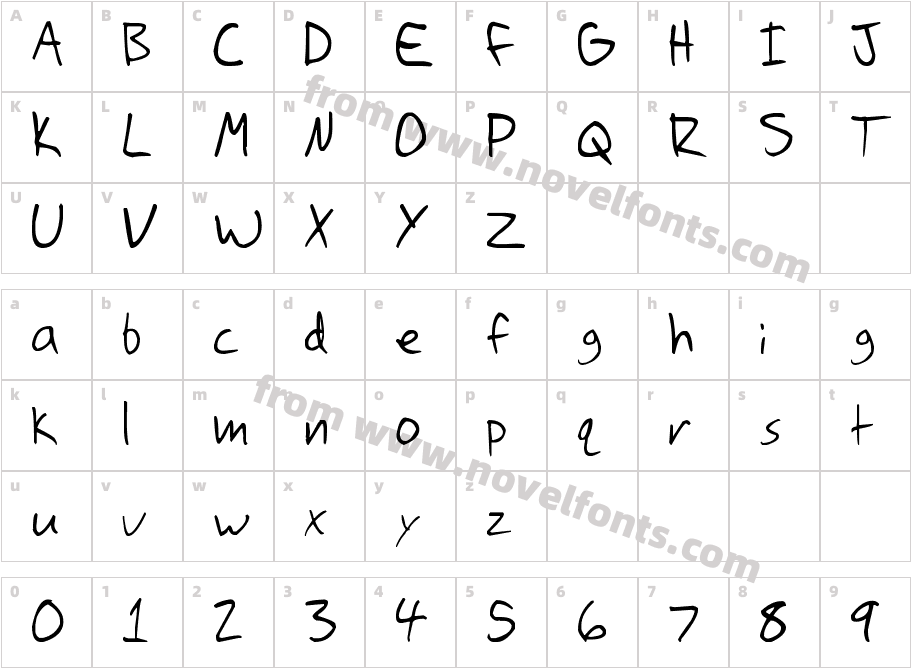 Sheeko's HandwritingCharacter Map