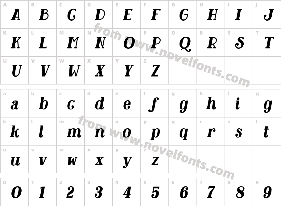 Sherlock Pro ItalicCharacter Map