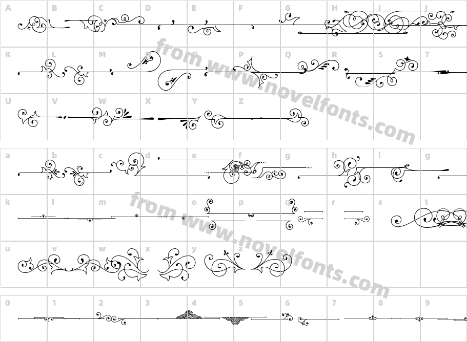Sherlock Symbols FlourishCharacter Map
