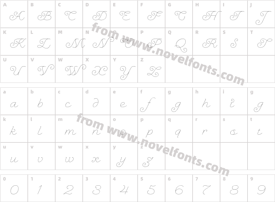 Sildetas HairlineCharacter Map
