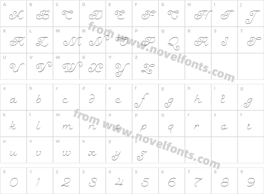 Sildetas HairlineCharacter Map