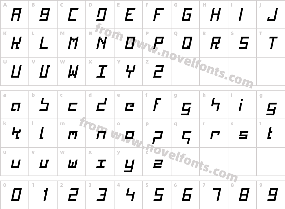 Kinkub flat ItalicCharacter Map