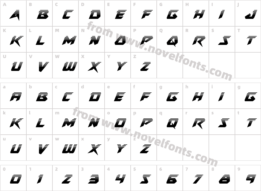 Skirmisher Halftone ItalicCharacter Map