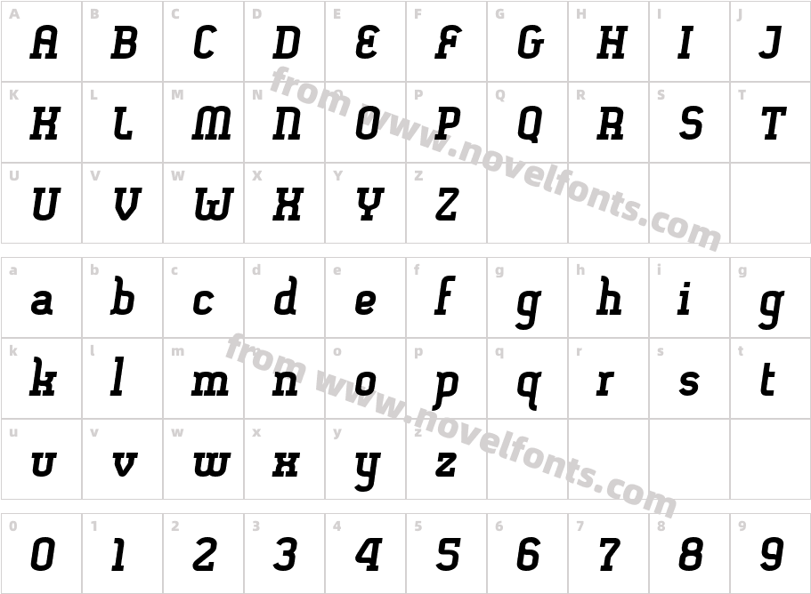 Soma Slab Heavy SlantedCharacter Map