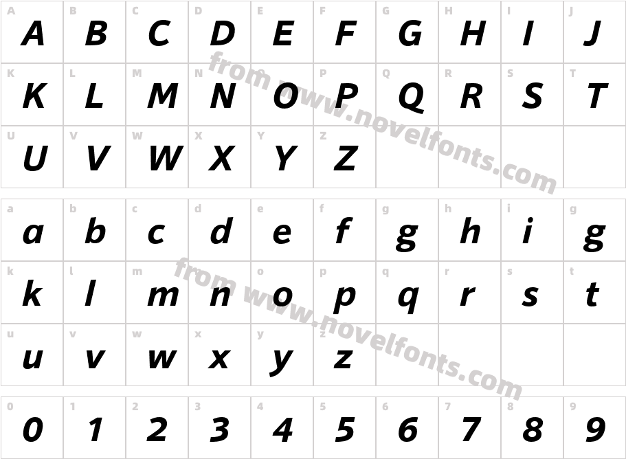 Sonus Bold ItalicCharacter Map