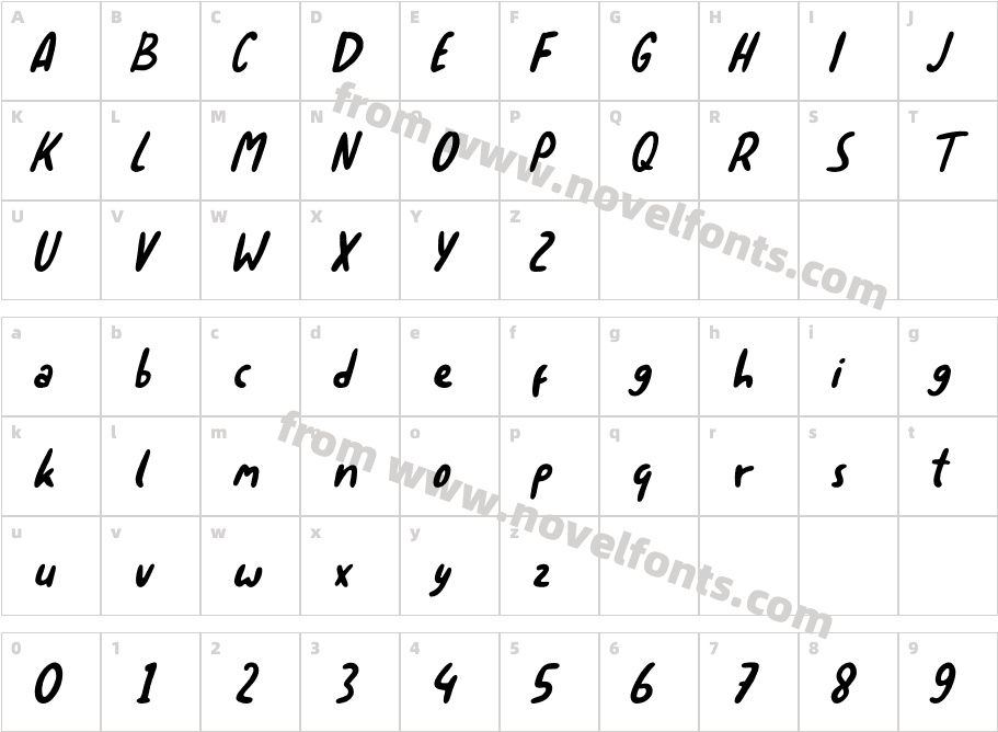 Sortelo Italic ItalicCharacter Map