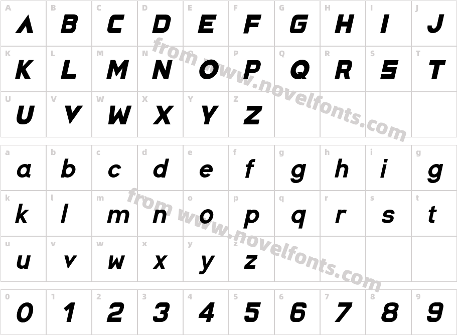 Space Capitan ItalicCharacter Map