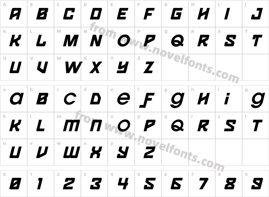 Spaceport One MediumCharacter Map