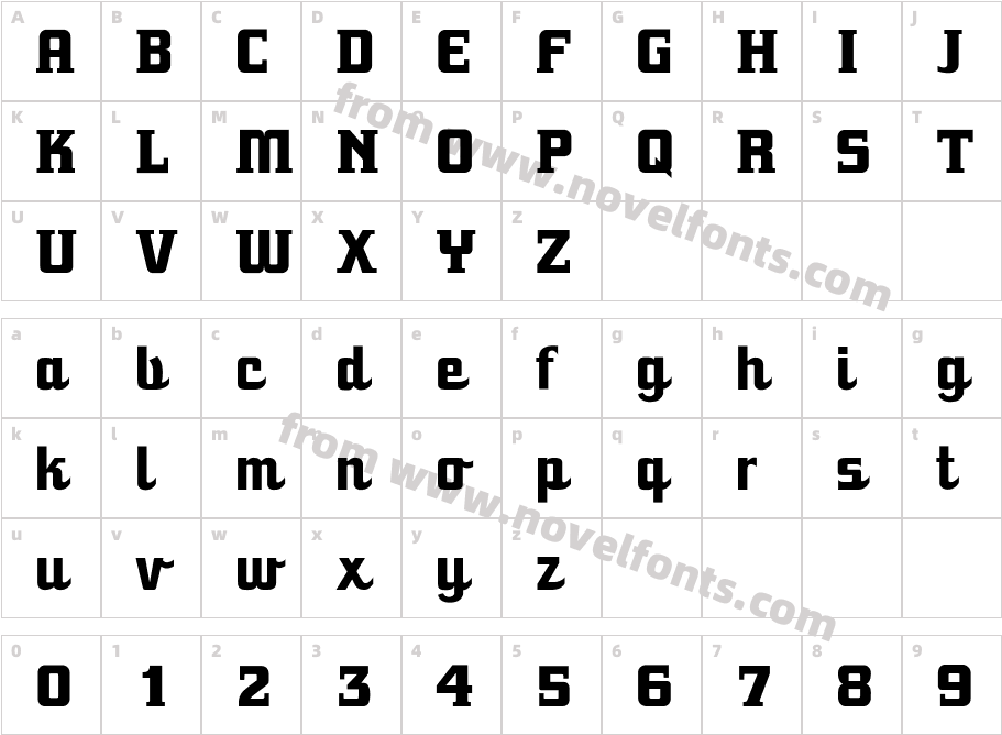 Speedway SG BoldCharacter Map