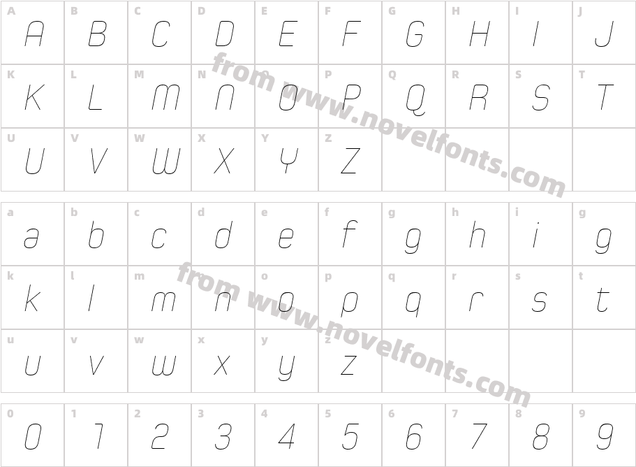 Spoon Hairline ItalicCharacter Map