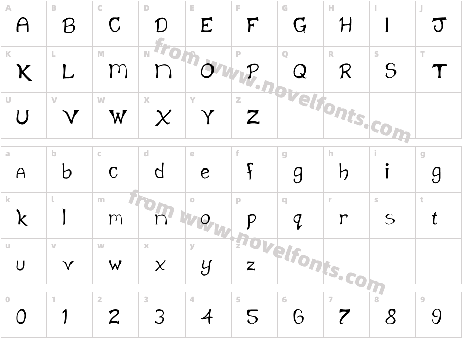 KlaineFontCharacter Map