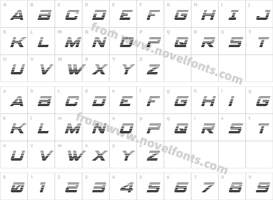 Spy Agency Gradient ItalicCharacter Map